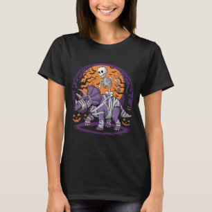 Camiseta Esqueleto recorre Halloween con triceratops