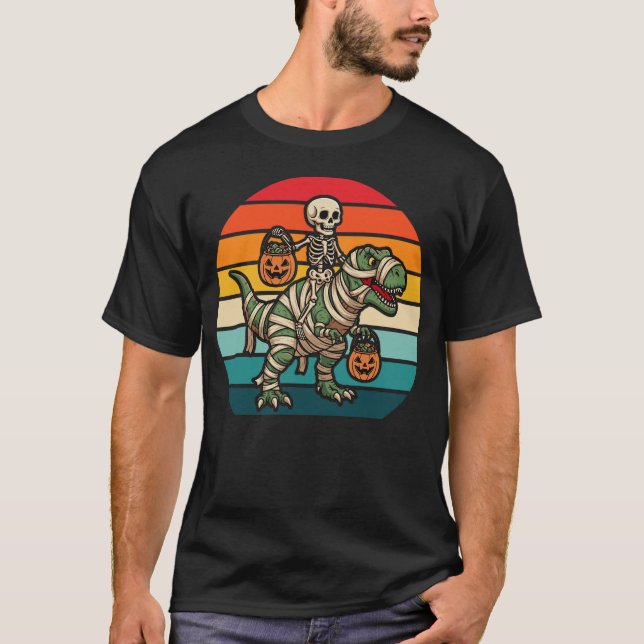 Camiseta Esqueleto retro Halloween Mommy T-Rex (Anverso)