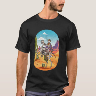 Camiseta Esqueleto retro Vaquero montando caballo País Occi
