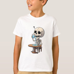 Camiseta Esqueleto Sediento Bebiendo Agua Niños