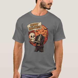 Camiseta Esqueleto sin cabeza de cómic retro Feliz Hallowee