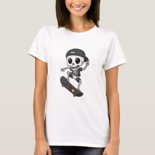 Camiseta Esqueleto skater lindo y genial montando monopatín