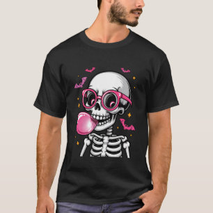 Camiseta Esqueleto Soplando Chicle Truco Divertido de Hallo