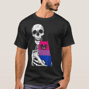 Camiseta Esqueleto sosteniendo un gato bisexual Orgullo LGB
