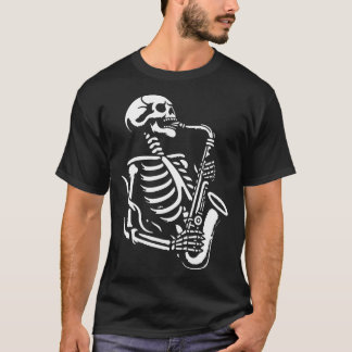 Camiseta esqueleto toca saxofón 3