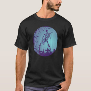 Camiseta Esqueleto tocando solo guitarra eléctrica en luna