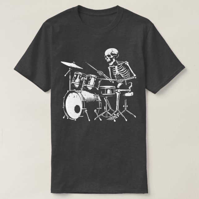Camiseta esqueleto tocando tambores (Diseño del anverso)