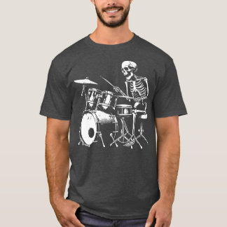 Camiseta esqueleto tocando tambores