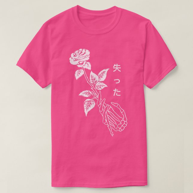 Camiseta Esqueleto único de flores rojas  (Diseño del anverso)