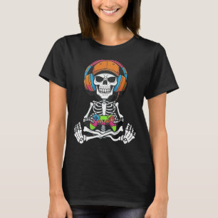 Camiseta Esqueleto Videojuego Halloween Juegos Jugador Chic
