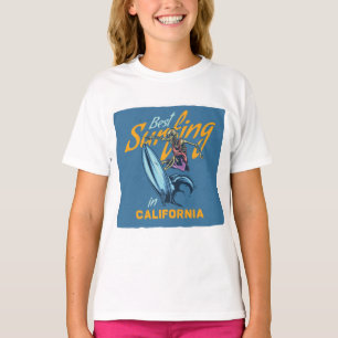 Camiseta Esqueleto Vintage Surfista en Playa de California