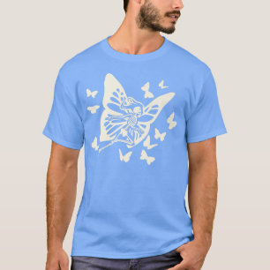 Camiseta Esqueleto volador con gráfico de mariposas