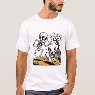 Camiseta Esqueleto vs Bulldog Francés – Persecución diverti