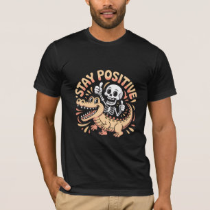 Camiseta Esqueleto y Cocodrilo Mantén la Positividad