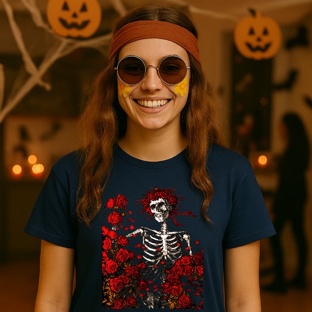 Camiseta Esqueleto y Rosas de época (Subido por el creador)