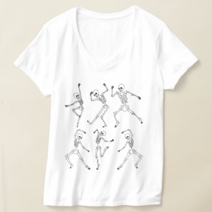 Camiseta Esqueletos bailando Diseño de Halloween con calaba