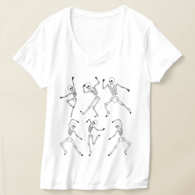 Camiseta Esqueletos bailando Diseño de Halloween con calaba (Distribución )