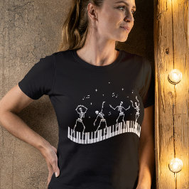 Camiseta Esqueletos bailarines Teclado Teacher de música T-