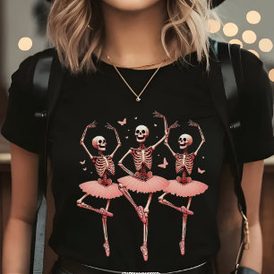 Camiseta Esqueletos bailarines y mariposas Halloween Pink