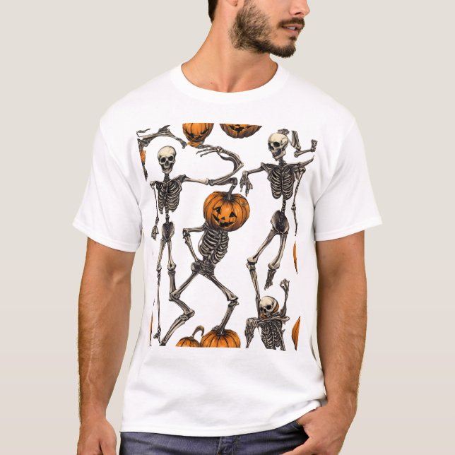 Camiseta Esqueletos de baile de Halloween (Anverso)