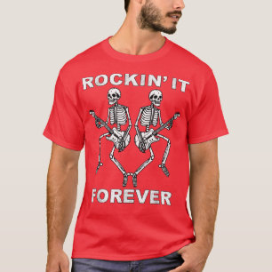 Camiseta Esqueletos de baile de música rock retro Guitar Ro
