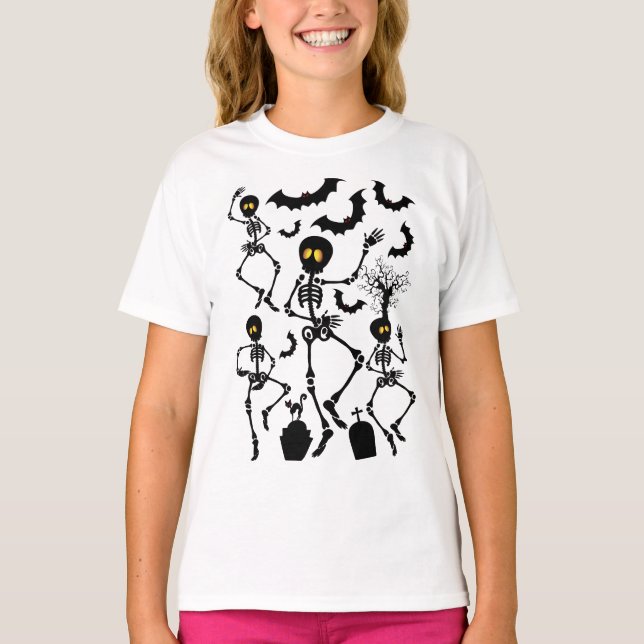 Camiseta Esqueletos de Halloween Danza macabra (Anverso)