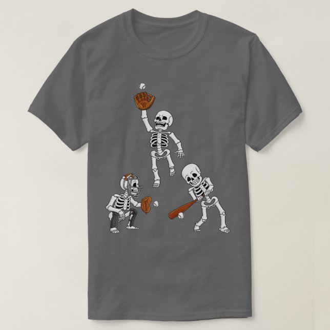 Camiseta Esqueletos de Halloween de béisbol Hitter Catcher  (Diseño del anverso)
