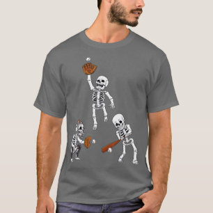 Camiseta Esqueletos de Halloween de béisbol Hitter Catcher