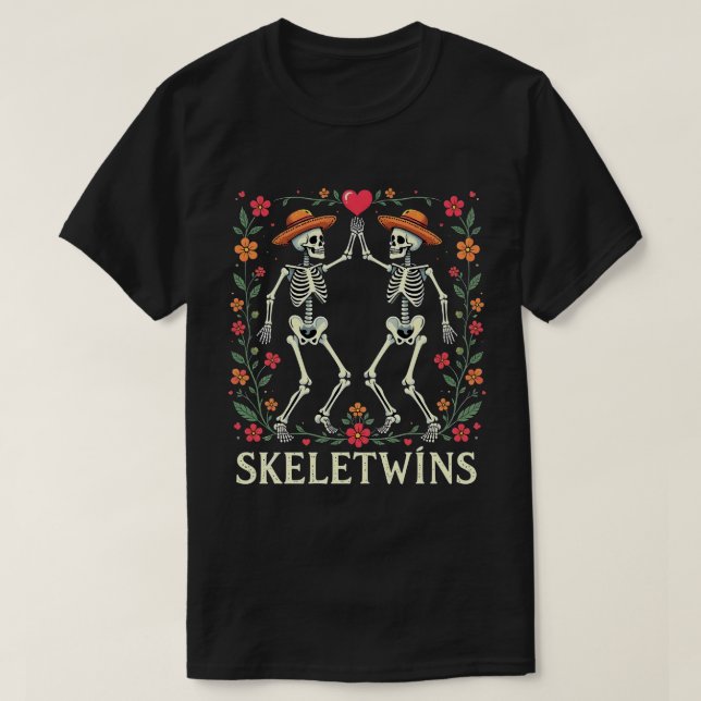 Camiseta Esqueletos de los gemelos de Halloween ganan esque (Diseño del anverso)