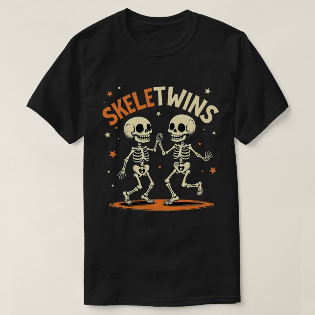 Camiseta Esqueletos de los gemelos de Halloween ganan esque (Diseño del anverso)