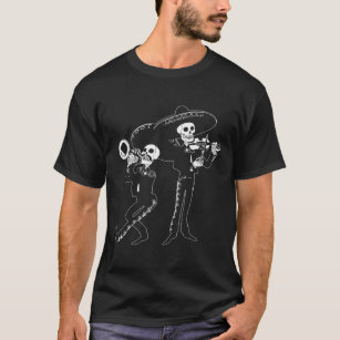 Camiseta Esqueletos divertidos del músico Mariachi en Dia D