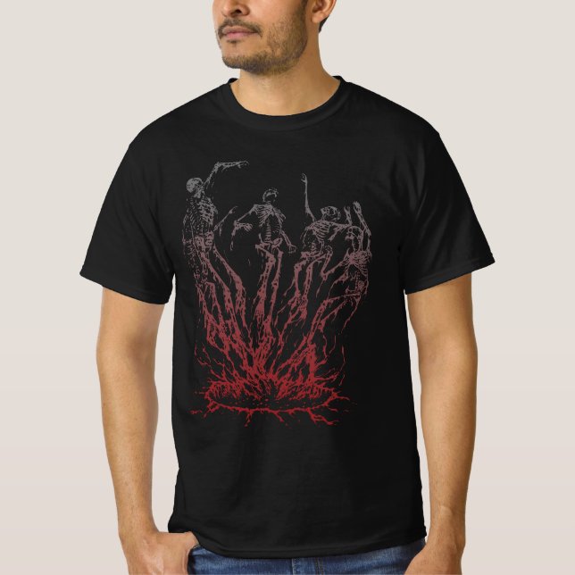 Camiseta Esqueletos emergiendo de las llamas (Anverso)