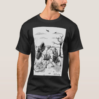 Camiseta esqueletos en el desierto.