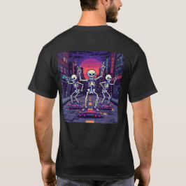Camiseta Esqueletos Geniales En El Diseño De Estilo Vaporwa