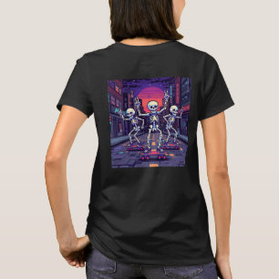 Camiseta Esqueletos Geniales En El Diseño De Estilo Vaporwa