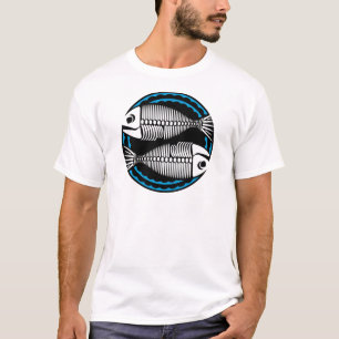 Camiseta Esqueletos gráficos de peces Pisces
