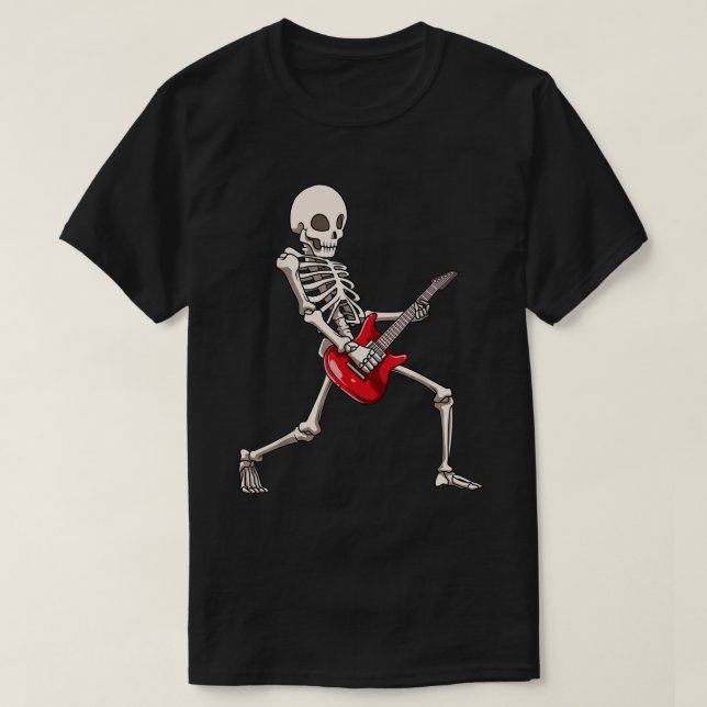 Camiseta Esqueletos Guitarristas Esqueleto Tocando Guitarra (Diseño del anverso)