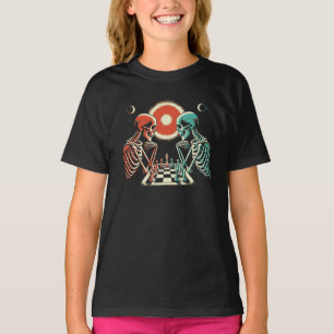 Camiseta esqueletos juegan al ajedrez