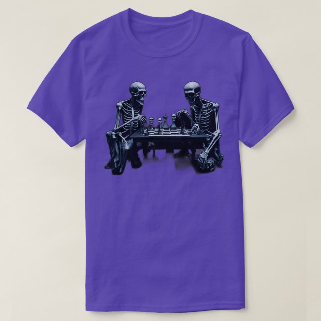 Camiseta esqueletos jugando ajedrez (Diseño del anverso)