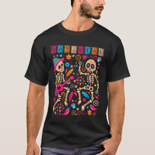 Camiseta Esqueletos Mexicanos Bailando Coloridos - Día De T