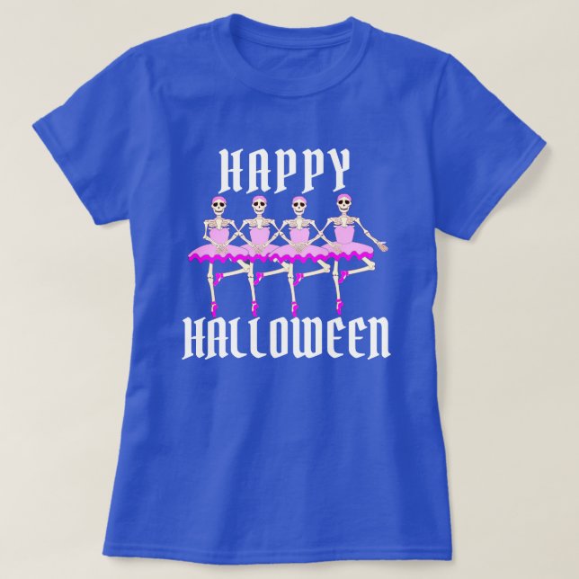 Camiseta Esqueletos que bailan el ballet "feliz Halloween " (Diseño del anverso)