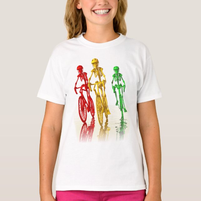 Camiseta Esqueletos que montan las bicicletas (Anverso)