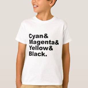 Camiseta Esquema de Color Cyan Magenta Amarillo Negro CMYK