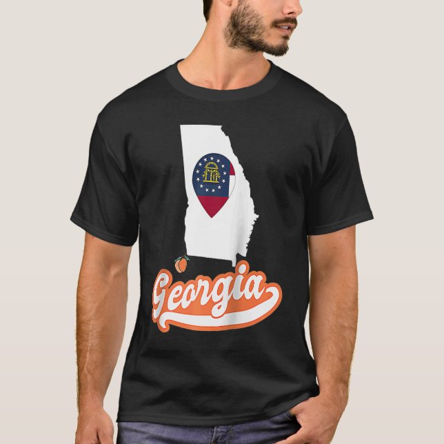 Camiseta Esquema de estado de Georgia con bandera Love GA R (Anverso)