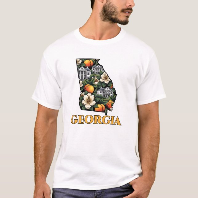 Camiseta Esquema de estado de Georgia con estilo de tatuaje (Anverso)