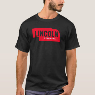 Camiseta Esquema de estado de Lincoln Nebraska Negrita Re