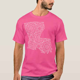 Camiseta Esquema de estado floral de Cute Louisiana