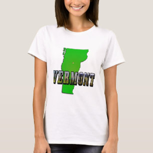 Camiseta Esquema de mapa de Vermont y texto de imagen