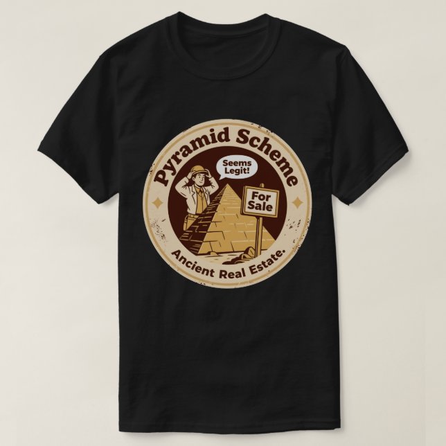 Camiseta Esquema de Pirámide Arqueología Divertida (Diseño del anverso)