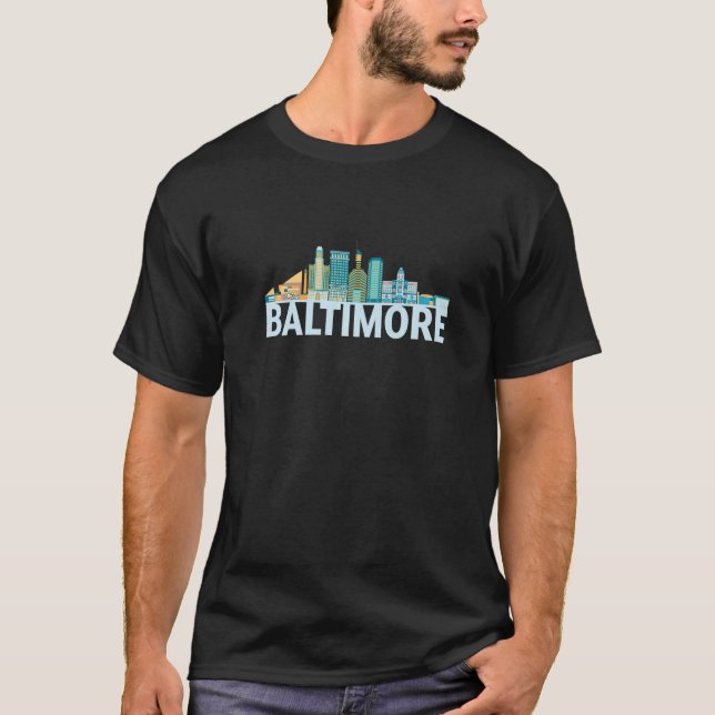 Camiseta Esquema de Silhouette de la línea aérea de la ciud (Anverso)